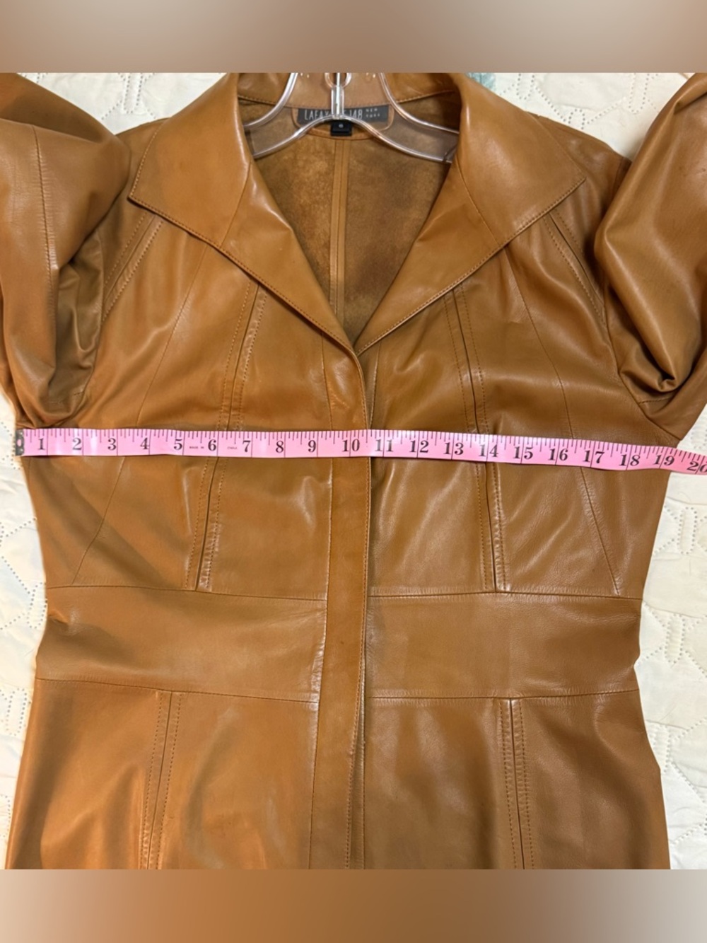 Lafayette 148 New York Tan Lambskin Leather Jacket   Sz 6 - Picture 8 of 11